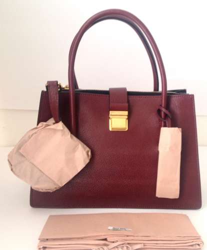 MIU MIU LUXURY MADRA WINE COLOR FLAP SATCHEL CROSSBODY BAG 5BA1042A RT$2220 NEW